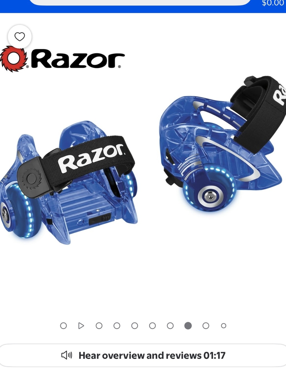 RAZOR JETTS DLX Blue LED Heel Skates with Black Adjustable Strap